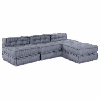 ARDEBO.de - 4-Sitzer Modularer Pouffe Sofa Umwandelbar Graue Stoff