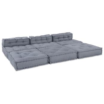 4-Sitzer Modularer Pouffe Sofa Umwandelbar Graue Stoff