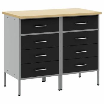 Werkbank 2er Set Schwarz und Grau aus Holzwerkstoff und Stahl