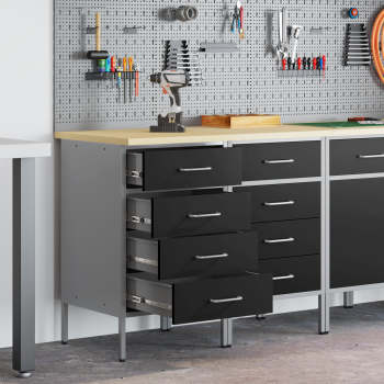 Werkbank mit Schubladen 2 pcs Schwarz und Grau 100 x 55 x 85 cm