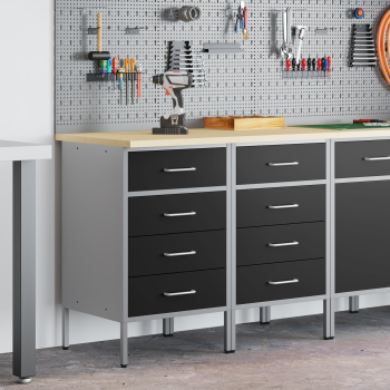 Werkbank mit Schubladen 2 pcs Schwarz und Grau 100 x 55 x 85 cm