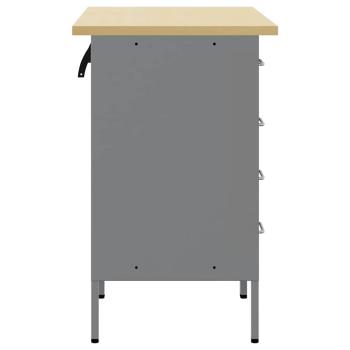 Werkbank 2er Set Schwarz und Grau aus Holzwerkstoff und Stahl