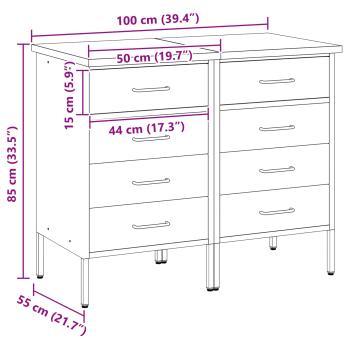 Werkbank mit Schubladen 2 pcs Rot und Grau 100 x 55 x 85 cm