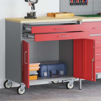 Werkbank mit Schubladen 2 pcs Rot und Grau 100 x 55 x 85 cm
