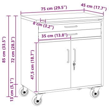 Werkbank mit Schubladen 2 pcs Schwarz und Grau 100 x 55 x 85 cm