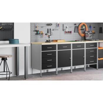 Werkbank mit Schubladen 2 pcs Schwarz und Grau 100 x 55 x 85 cm