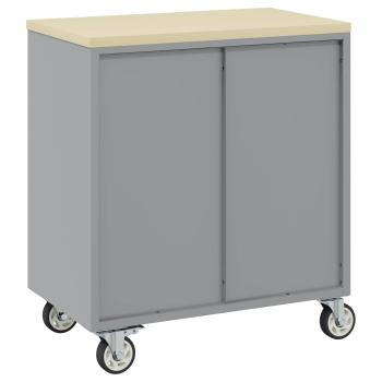 2-teiliges Werkstatt-Schränkeset in Rot und Grau, aus Holzwerkstoff und Stahl