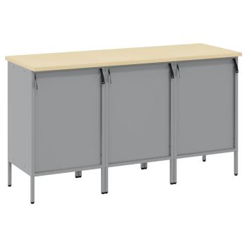 Werkbank 3 Teile Rot und Grau, aus Holzwerkstoff und Stahl