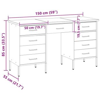 3-teiliges Arbeitskabinen- und Tischset Rot Rigal Holz & Stahl