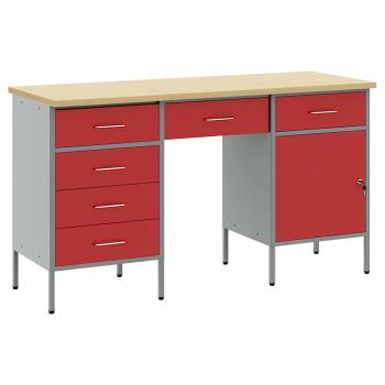 3-teiliges Werkstatt- und Tischset in Rot aus beschichtetem Holz und Stahl