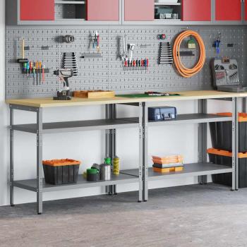ARDEBO.de - 2-teiliges Werkbank-Set in Grau aus Stahl