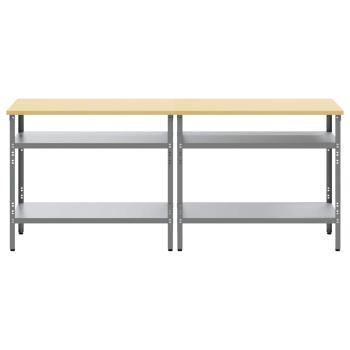 2-teiliges Werkbank-Set in Grau aus Stahl
