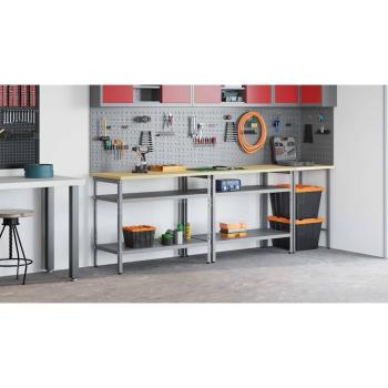 Werkbank-Set mit Regal 2 pcs Beige und Grau 200 x 55 x 85 cm