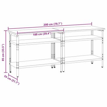 2-teiliges Werkbank-Set in Grau aus Stahl