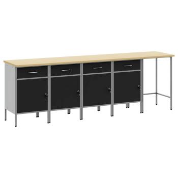 ARDEBO.de - Arbeitsschrankset mit Schubladen 5 Stk. Schwarz und Grau