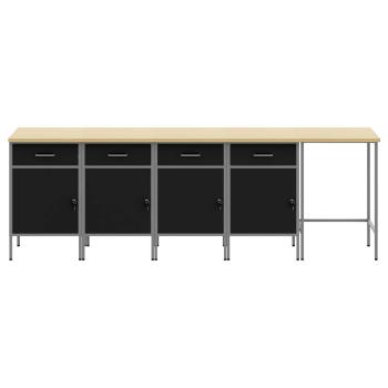 Arbeitsschrankset mit Schubladen 5 Stk. Schwarz und Grau