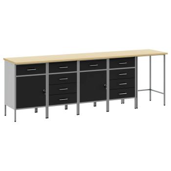 Arbeitsschrankset mit Schubladen mit Speicher 5 stk. Schwarz