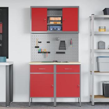 ARDEBO.de - 6-teiliges Werkbankset aus rotem Stahl