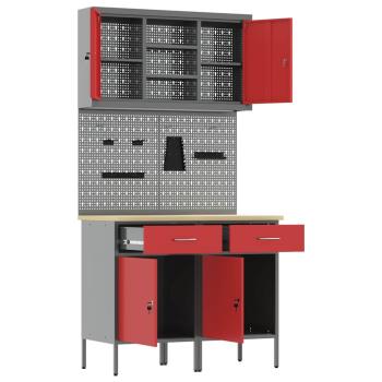 6-teiliges Werkbankset aus rotem Stahl