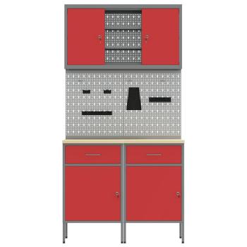 6-teiliges Werkbankset aus rotem Stahl