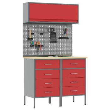 Arbeitsschrankset mit Schubladen mit Regal 5 stk. Rot