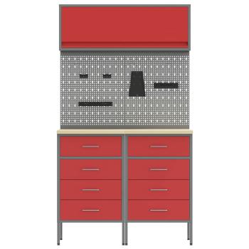 Arbeitsschrankset mit Schubladen mit Regal 5 stk. Rot