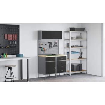 Arbeitsschrankset mit Schubladen mit Regal 5 stk. Schwarz