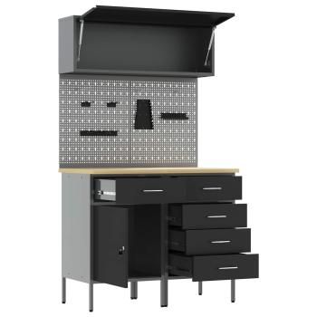 Arbeitsschrankset mit Schubladen mit Regal 5 stk. Schwarz
