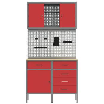 5-teiliges Werkbankset Rot Stahl
