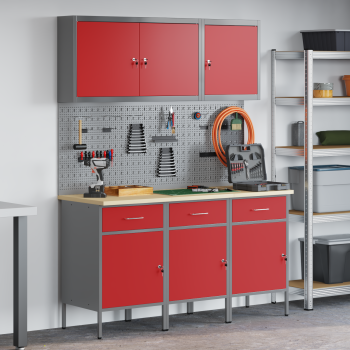 8-teiliges Werkbank-Set Rot Stahl