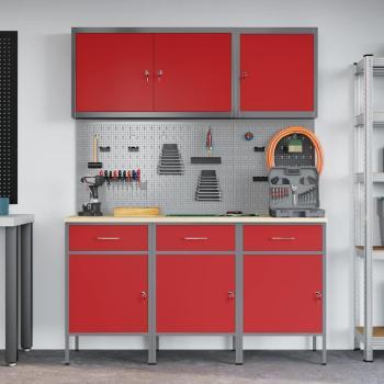 8-teiliges Werkbank-Set Rot Stahl