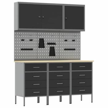 8-teiliges Werkbank-Set aus schwarzem Stahl