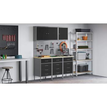 8-teiliges Werkbank-Set aus schwarzem Stahl