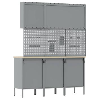 8-teiliges Werkbank-Set aus schwarzem Stahl