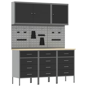 8-teiliges Werkbank-Set aus schwarzem Stahl