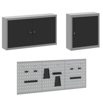 8-teiliges Werkbank-Set aus schwarzem Stahl