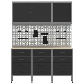 8-teiliges Werkbank-Set aus schwarzem Stahl