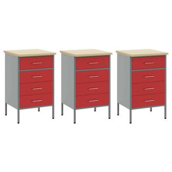 8-teiliges Werkstattschrank- und Pegboard-Set in Rot aus MDF und Metall