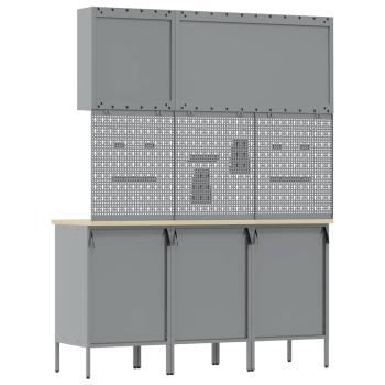 8-teiliges Werkstattschrank- und Pegboard-Set in Rot aus MDF und Metall