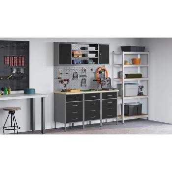 7-teiliges Werkbank-Set Schwarz Stahl