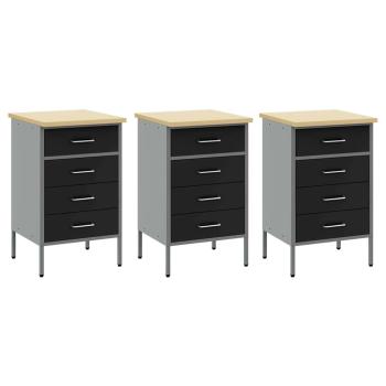 7-teiliges Werkbank-Set Schwarz Stahl