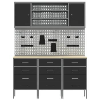 7-teiliges Werkbank-Set Schwarz Stahl