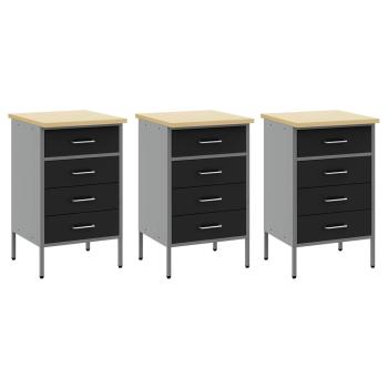 7-teiliges Werkbank-Set Schwarz Stahl