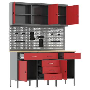 8-teiliges Werkbank-Set Roter Stahl