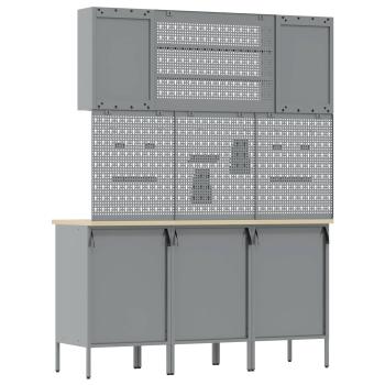 7-teiliges Werkbank-Set aus schwarzem Stahl