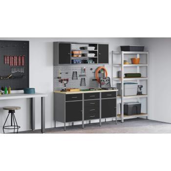 7-teiliges Werkbank-Set aus schwarzem Stahl