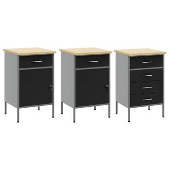 7-teiliges Werkbank-Set aus schwarzem Stahl