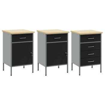 7-teiliges Werkbank-Set aus schwarzem Stahl