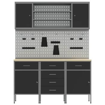 7-teiliges Werkbank-Set aus schwarzem Stahl