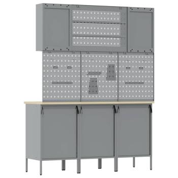 7-teiliges Werkbank-Set aus schwarzem Stahl